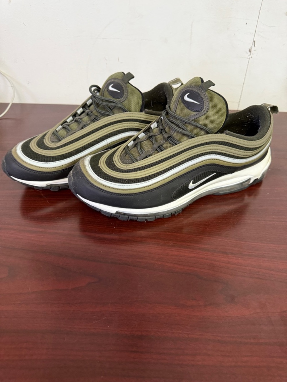 Nike Air Max 97 Men's Sneakers Size 12 - Olive Green, Black, White